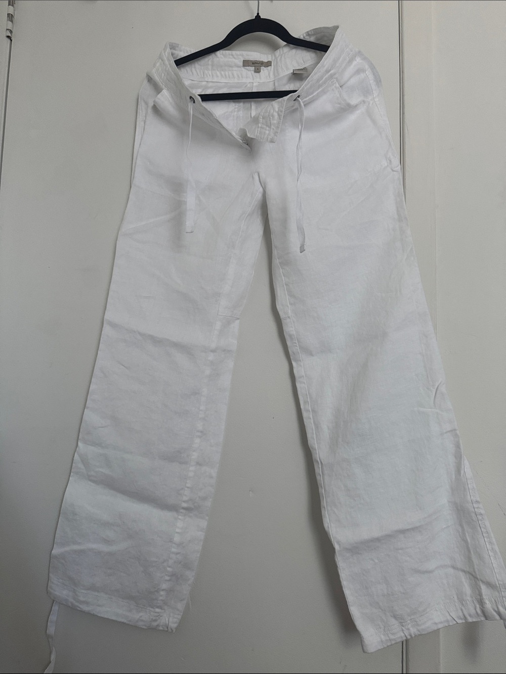 RW&CO. White Wide-Leg 100% Linen Drawstring Pants - Size 6